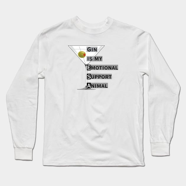 Emotional Support Animal-Gin Long Sleeve T-Shirt by YOPD Artist